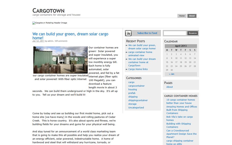 Peak-activity snapshot of cargotown.com from Apr 01, 2013